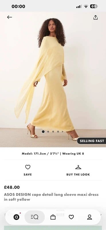 ASOS Yellow Chiffon Cape Maxi Dress