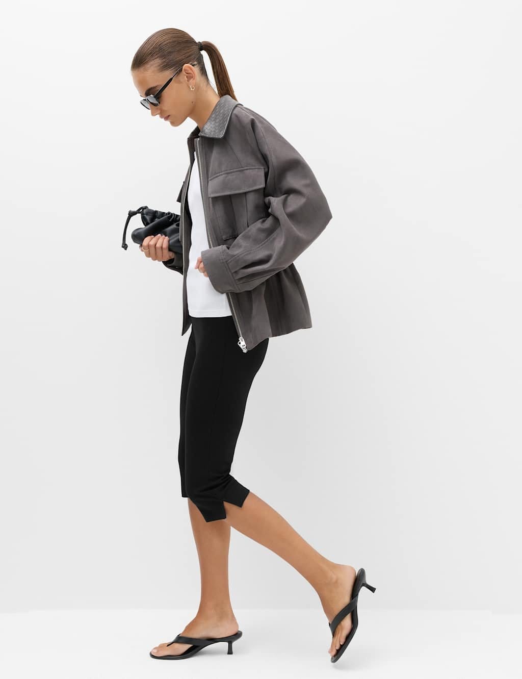 Marks & Spencer M&S Split Hem Cropped Leggings Black - 1