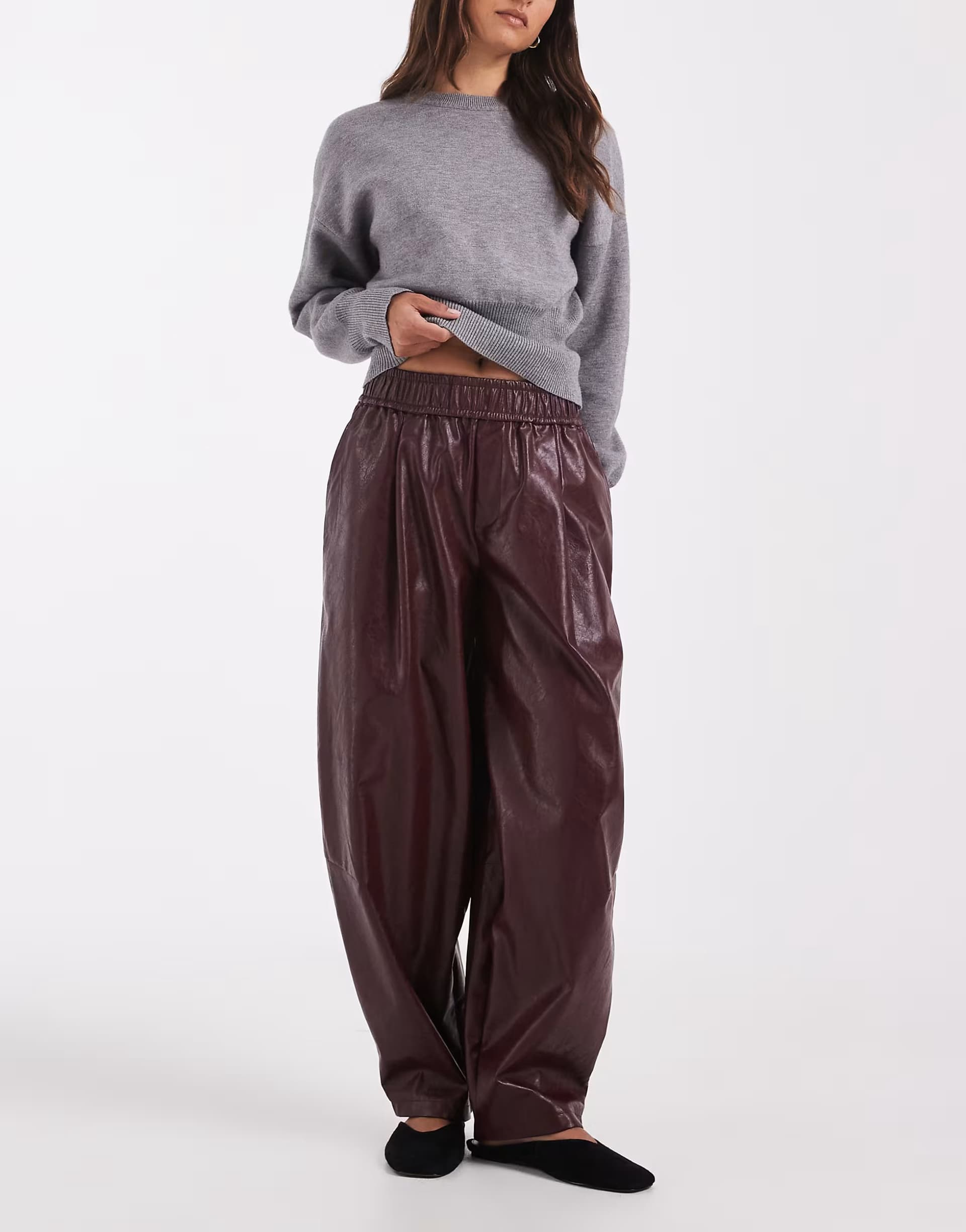 ASOS ASOS DESIGN Tailored faux leather tapered trousers in brown crackle