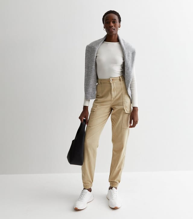 New Look Women's Tall Stone Cotton Cuffed Cargo Trousers New Look - 3