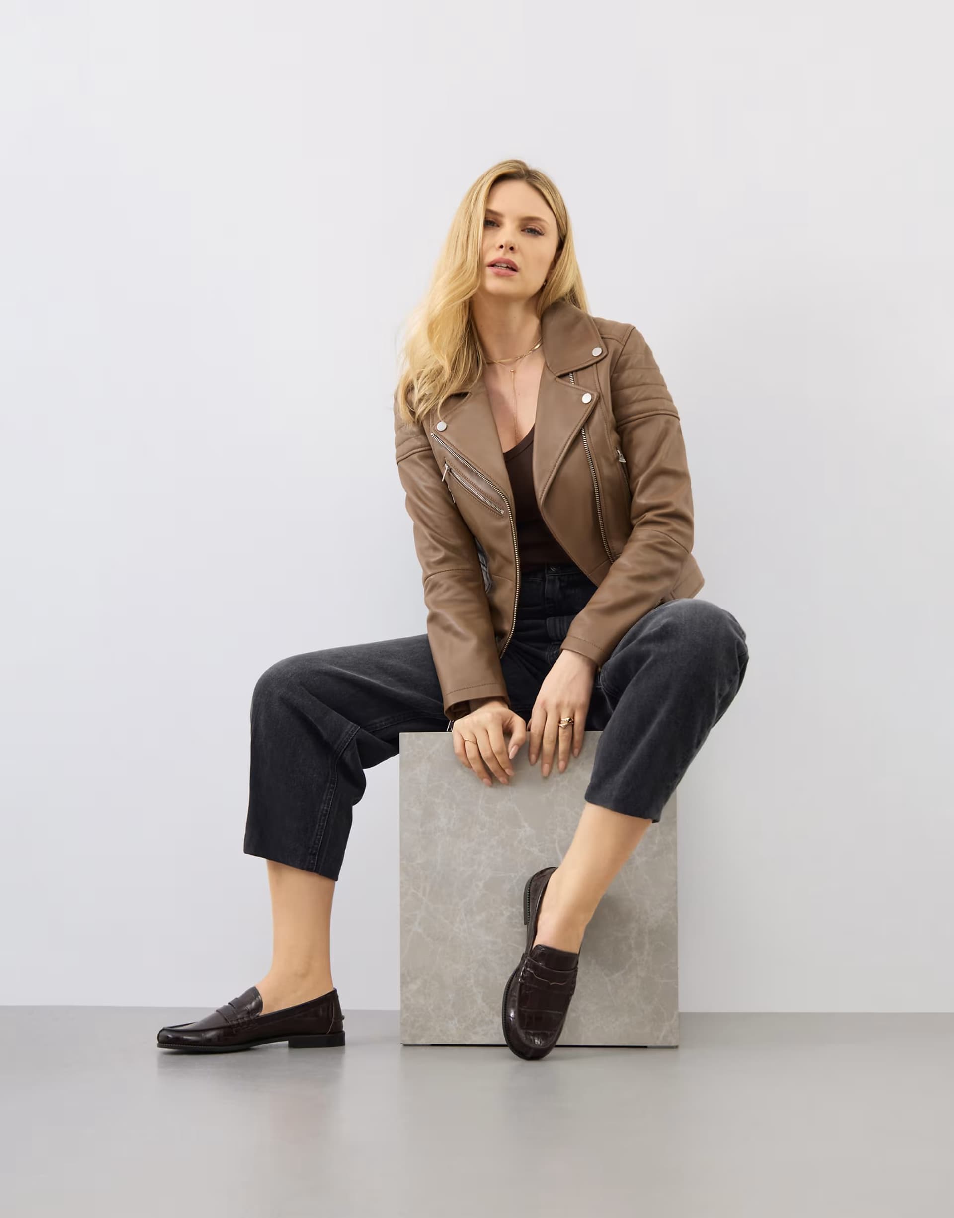 ASOS Bolongaro Trevor Real leather jasmine biker in brown