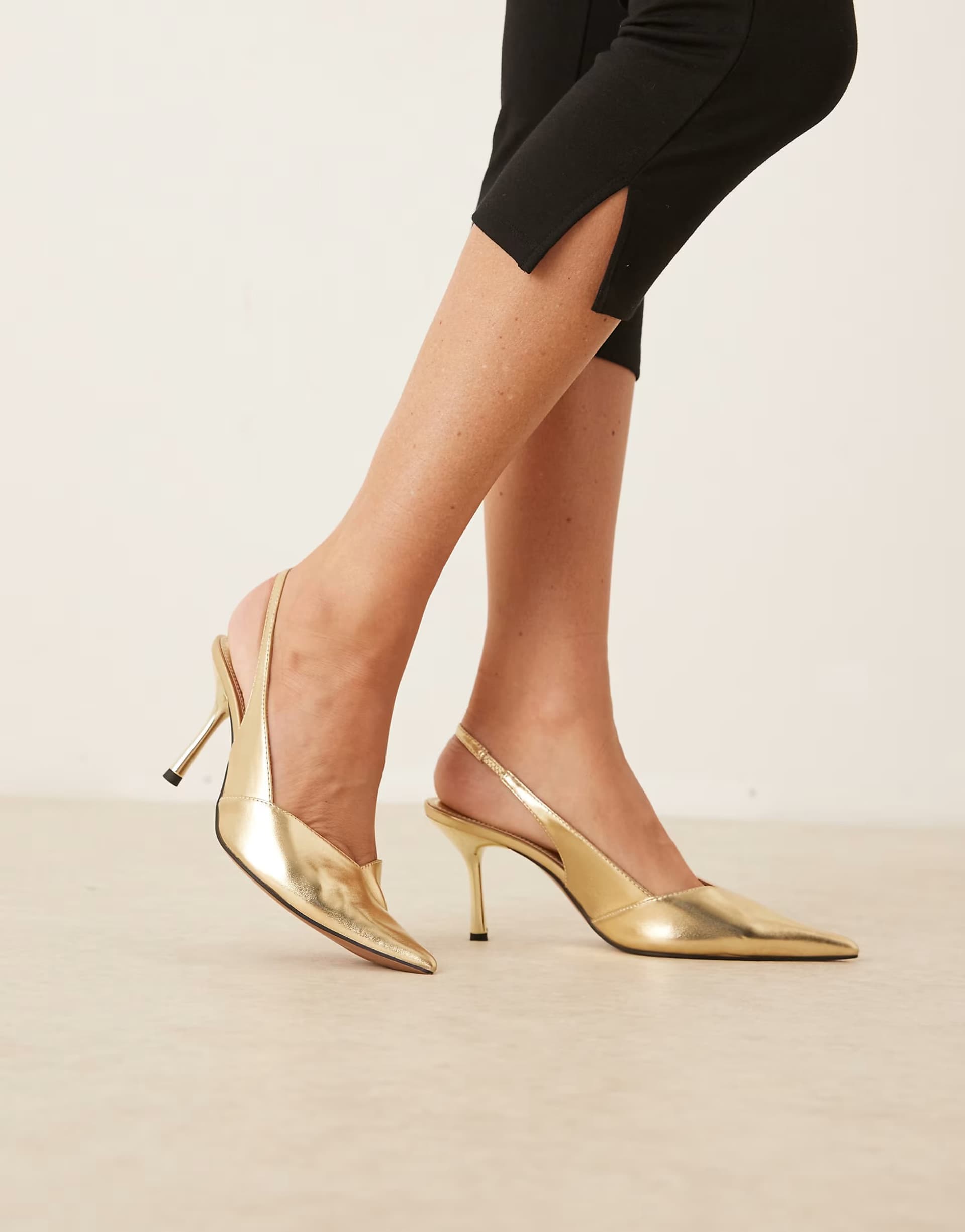 ASOS ASOS DESIGN Sabrina slingback stiletto heels in gold