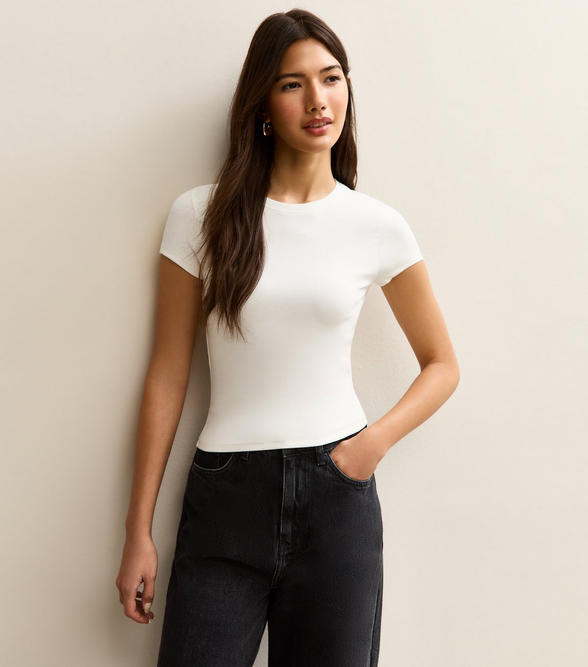 New Look Women's Cream Short Sleeve Baby Tee New Look - 1