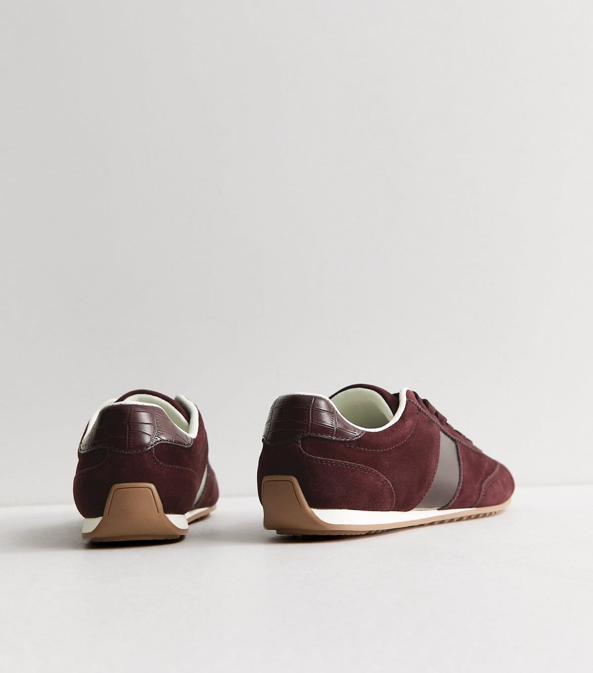 New Look Women's Dark Burgundy Faux Brushed Leather Side Stripe Trainers Vegan New Look - 4