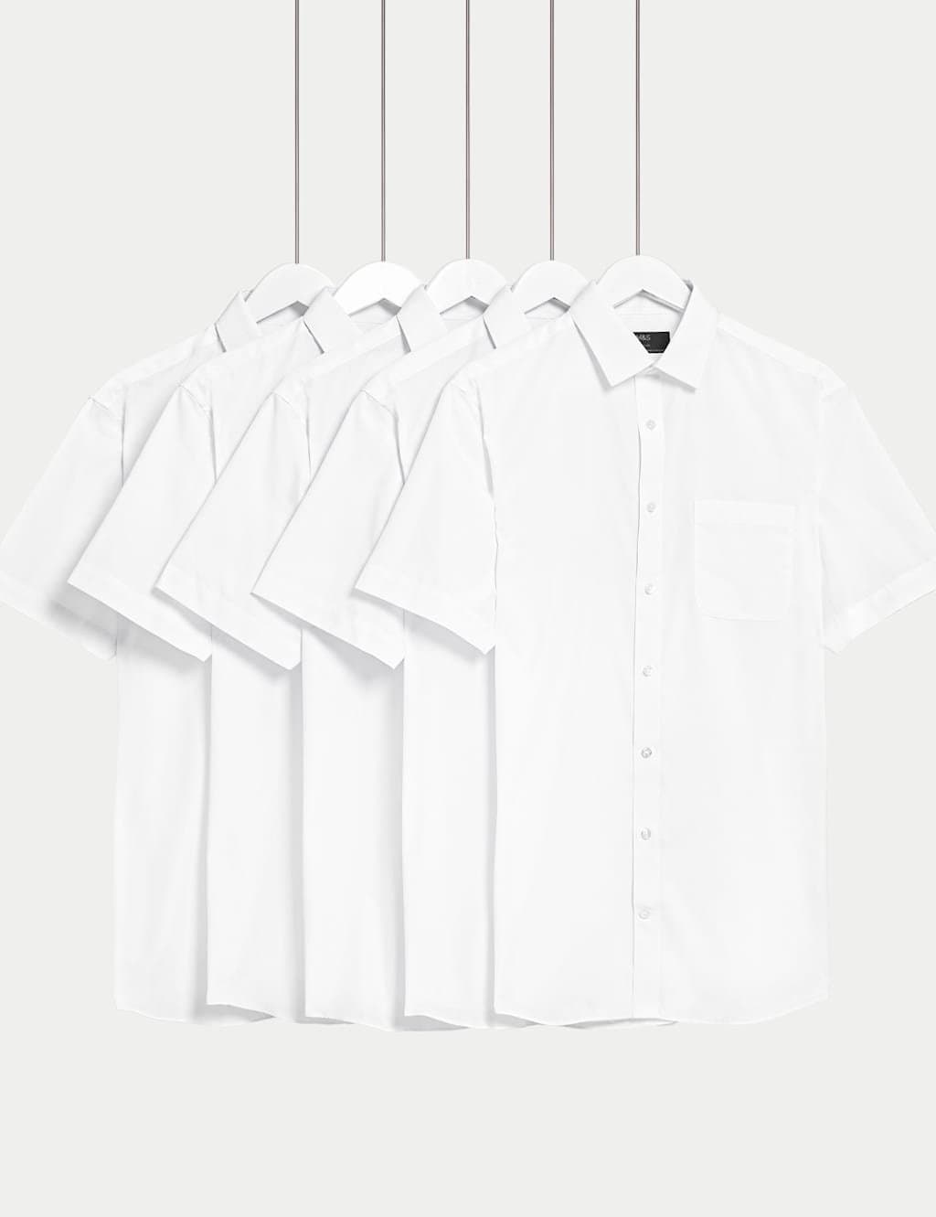 Marks & Spencer M&S 5 Pack White Regular Fit Short Sleeve Shirts