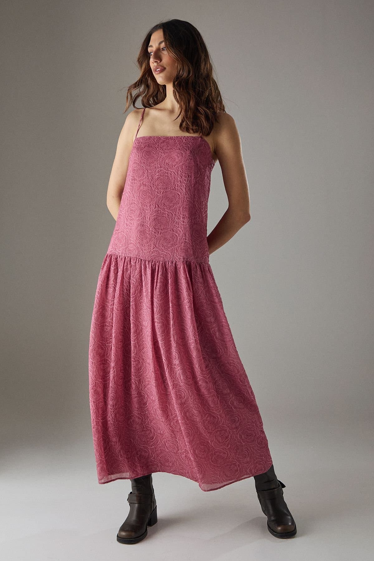 Warehouse Warehouse Women's Rose Organza Strappy Tier Maxi Dress