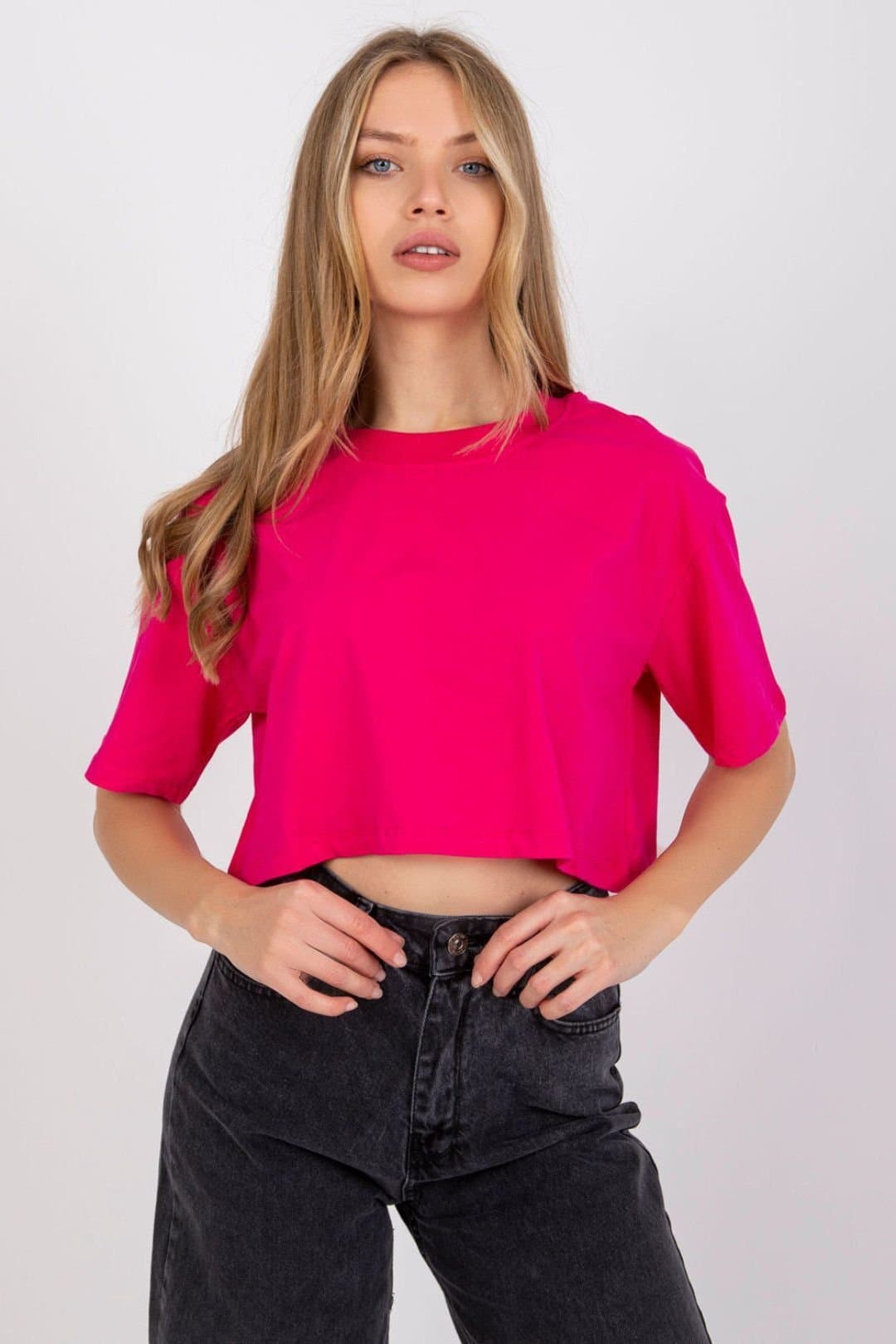 Love Lace Love Lace Women's Loose Fit Short Sleeve T-Shirt Style 165156 in Fuchsia