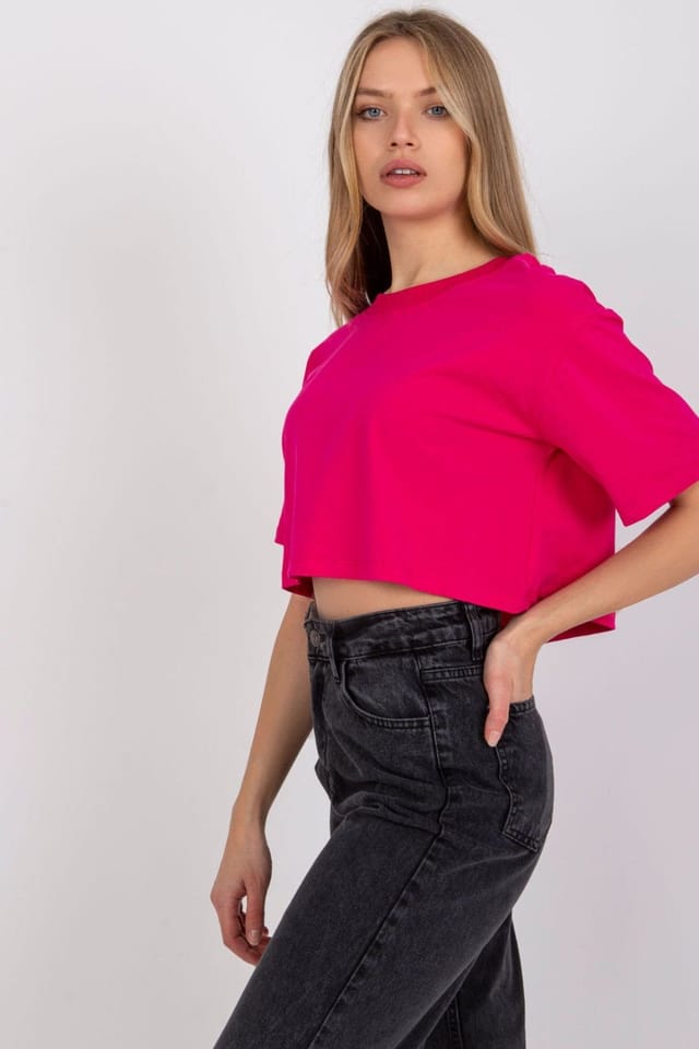 Love Lace Love Lace Women's Loose Fit Short Sleeve T-Shirt Style 165156 in Fuchsia - 2