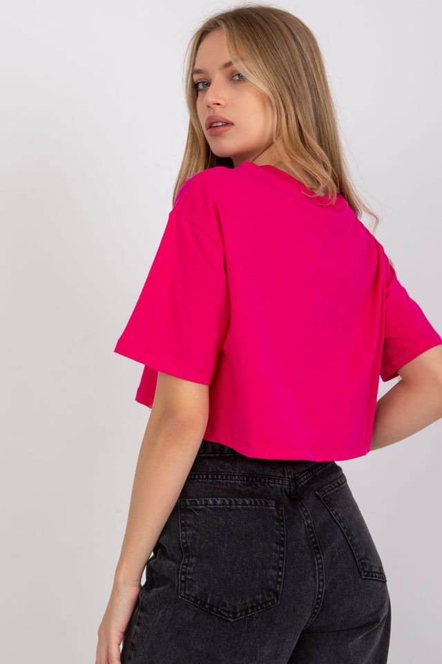 Love Lace Love Lace Women's Loose Fit Short Sleeve T-Shirt Style 165156 in Fuchsia - 3
