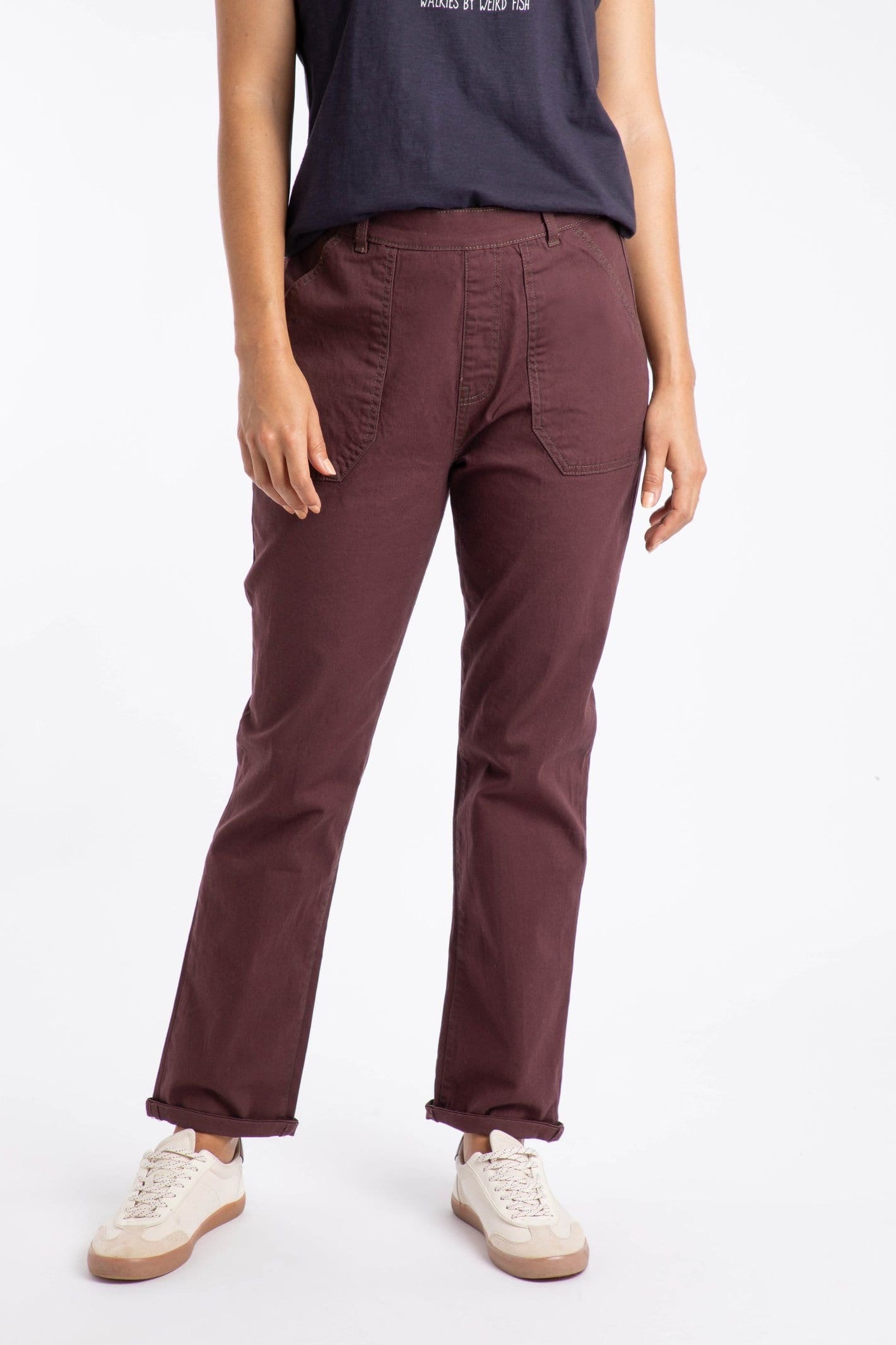 Weird Fish Weird Fish Women's Malorri Chino Trousers in Wine - 4