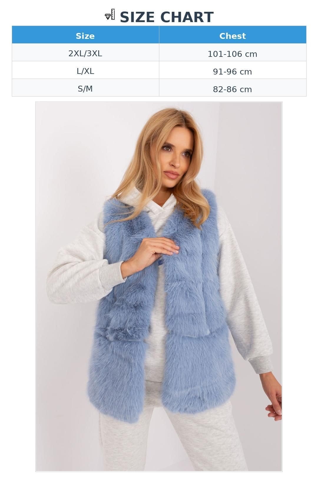 Love Lace Love Lace Women's Soft Polyester Fur Vest with Pockets Lining in Blue - 4