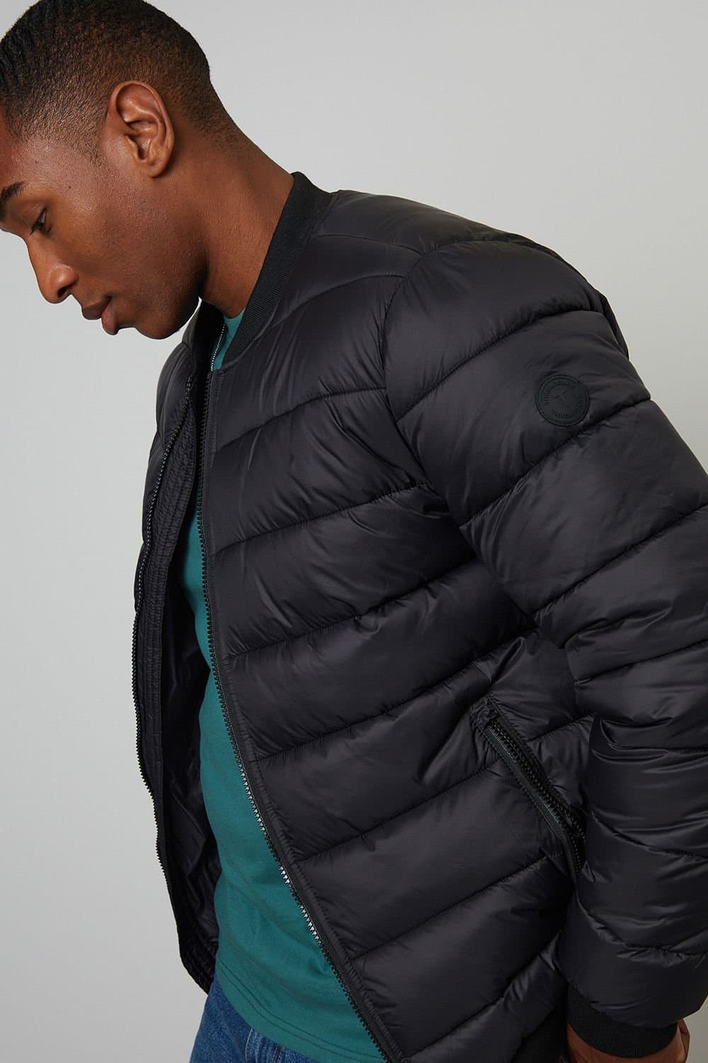 Threadbare Threadbare Men's Quilted Bomber Jacket in Black