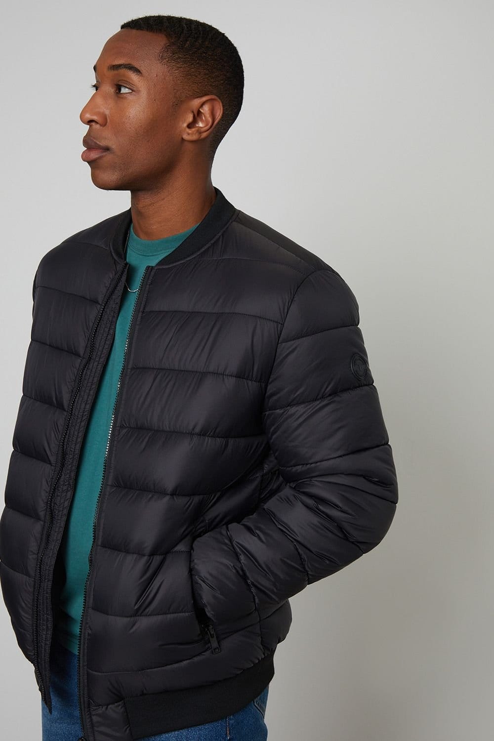 Threadbare Threadbare Men's Quilted Bomber Jacket in Black - 4