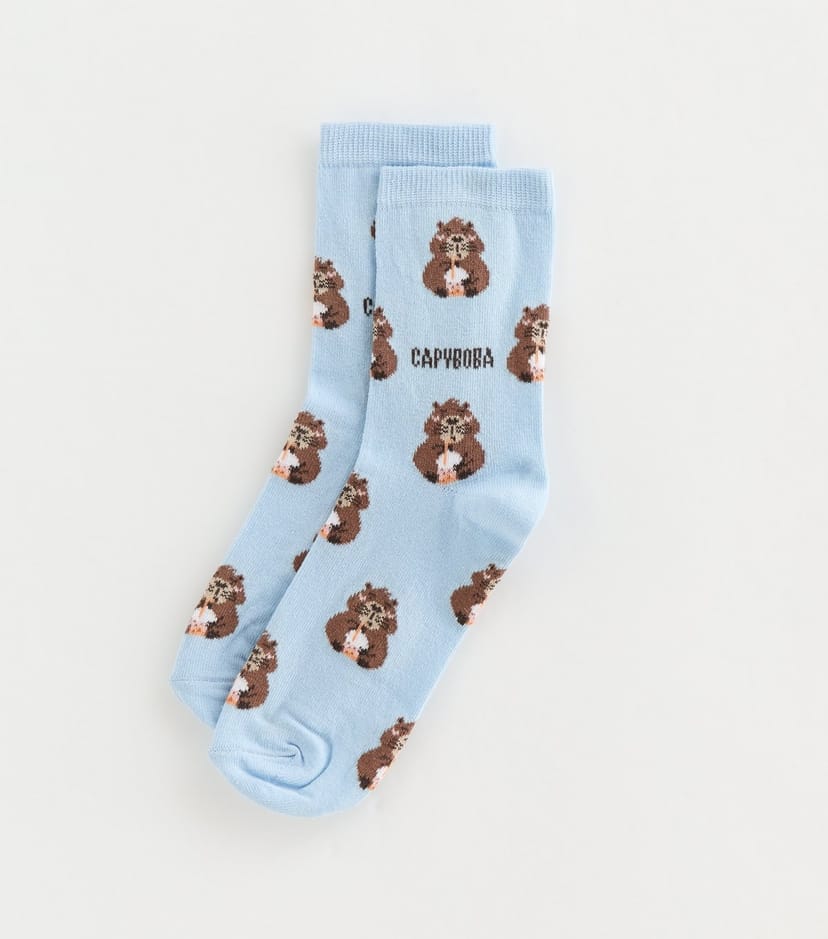 New Look Light Blue Capyboba Capybara Patterned Ankle Socks New Look - 1