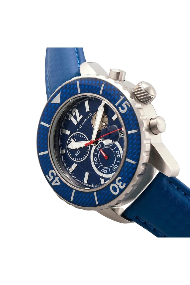 Morphic Morphic Men's M51 Series Chronograph Leather-Band Watch with Date in Blue - 3