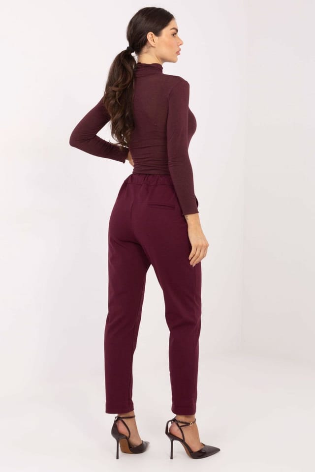 Love Lace Love Lace Women's High Waist Tapered Casual Fabric Pants in Red - 3