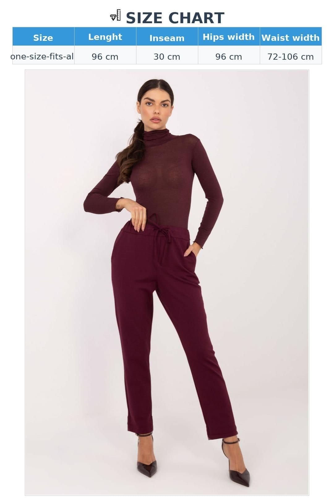 Love Lace Love Lace Women's High Waist Tapered Casual Fabric Pants in Red - 4