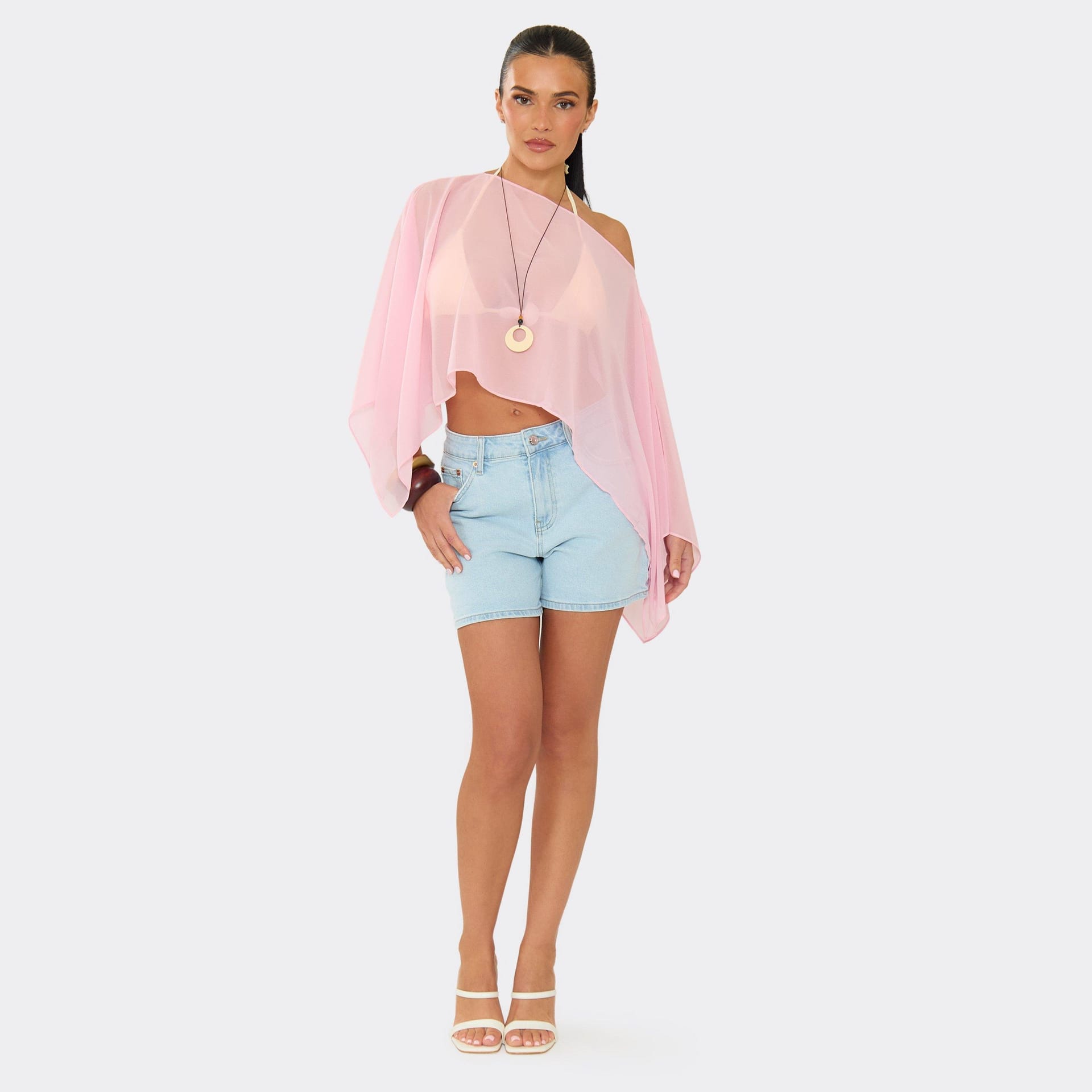 EGO Light Blue Denim Mid Rise Pocket Detail Shorts