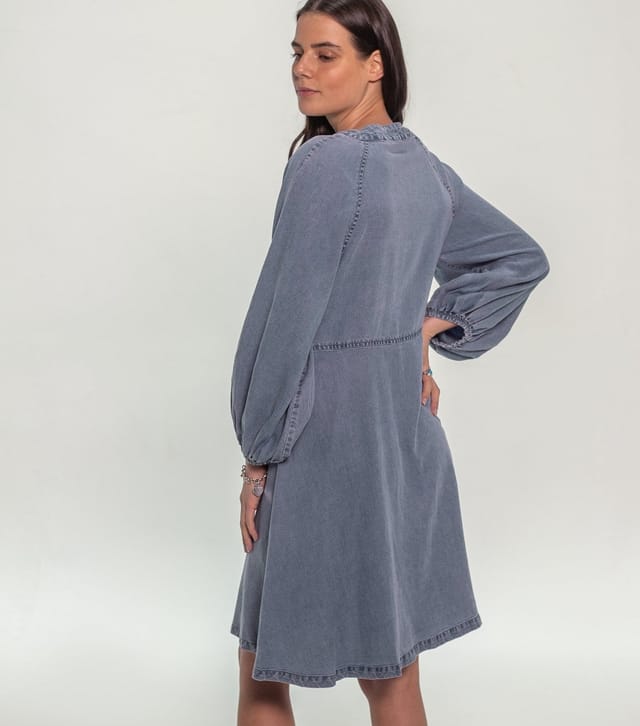Sunshine Soul Women's Light Blue Textured Button Denim Mini Dress Sunshine Soul New Look - 3
