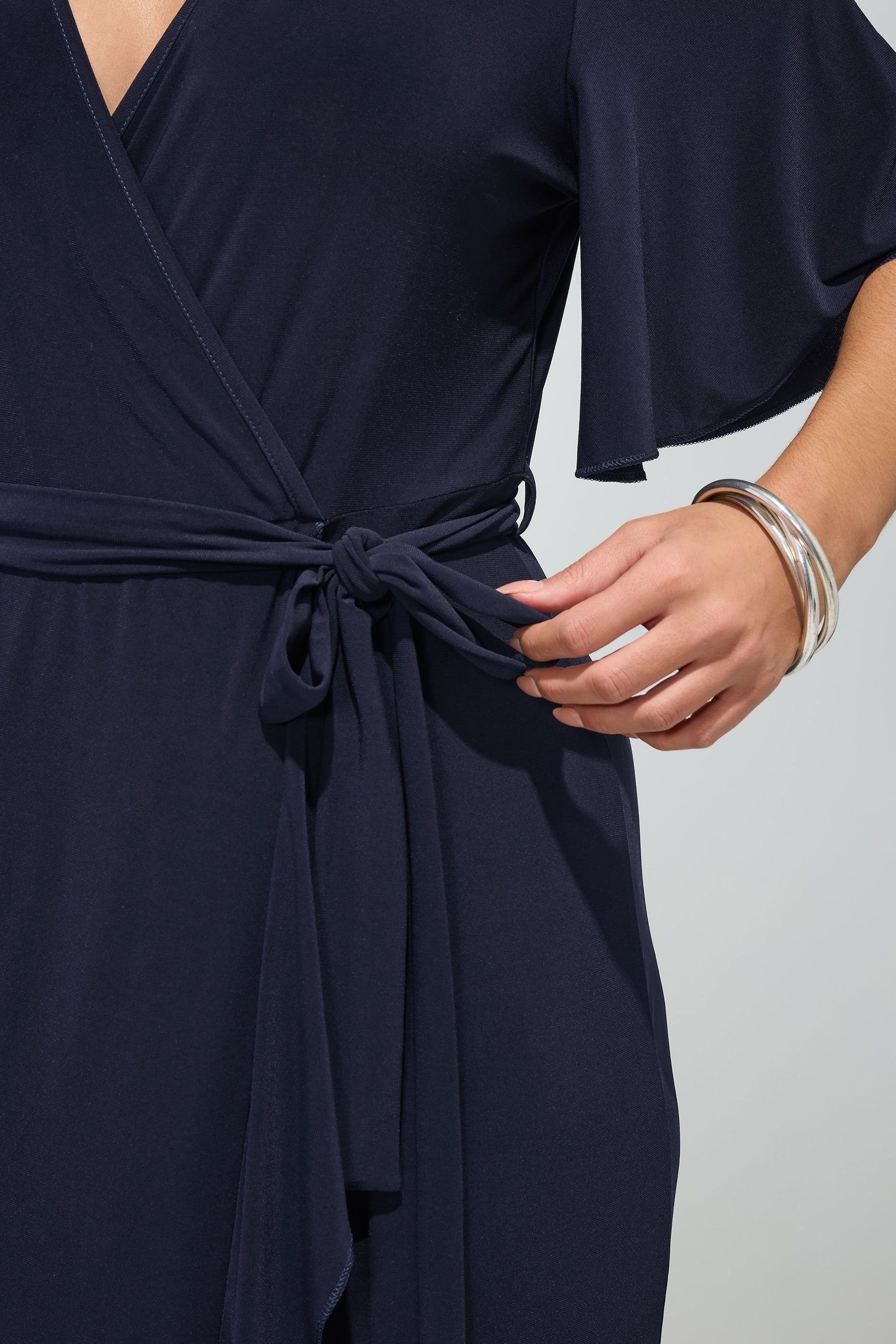 Yours Yours Women's Ruffle Hem Wrap Dress in Dark Navy - 4