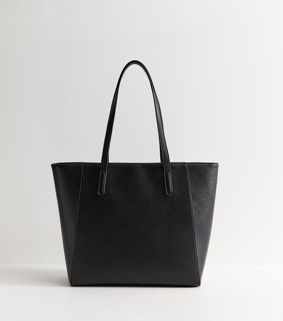 New Look Black Textured Faux Leather Slim Strap Tote Bag Vegan New Look - 4