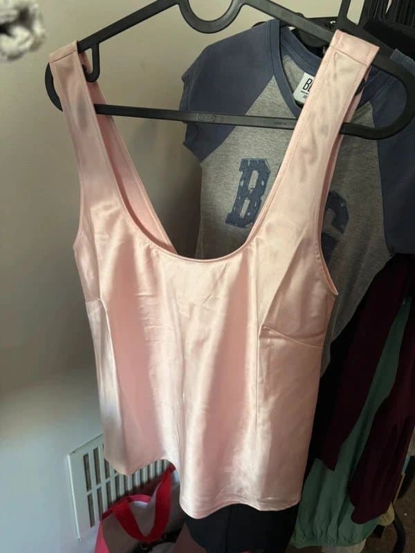 ASOS Ballerina pink satin top with low back bow detail