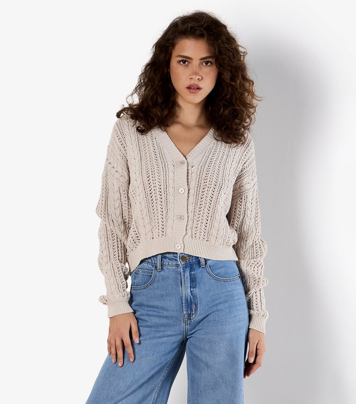 Apricot Women's Stone Crochet V Neck Cardigan Apricot New Look