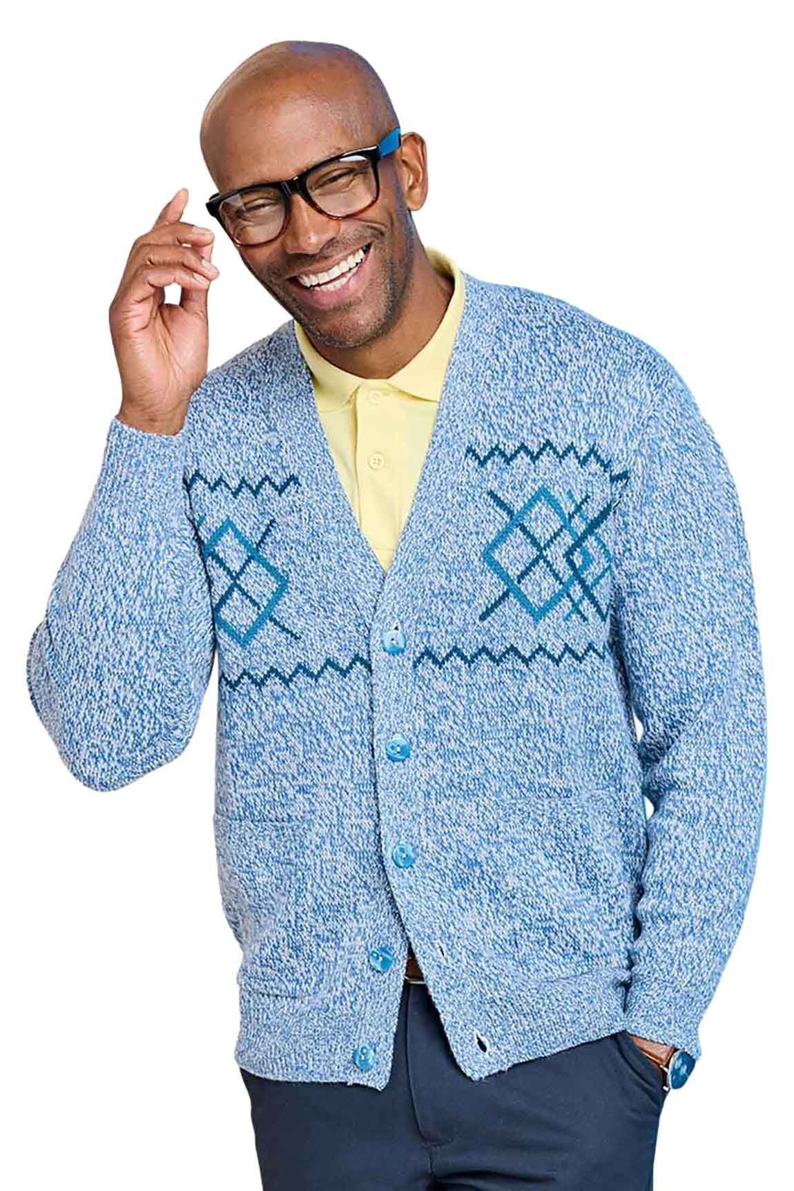 Tootal Tootal Men's Jacquard Button Cardigan with Pockets, Smart Casual Classic Fit in Royal - 4
