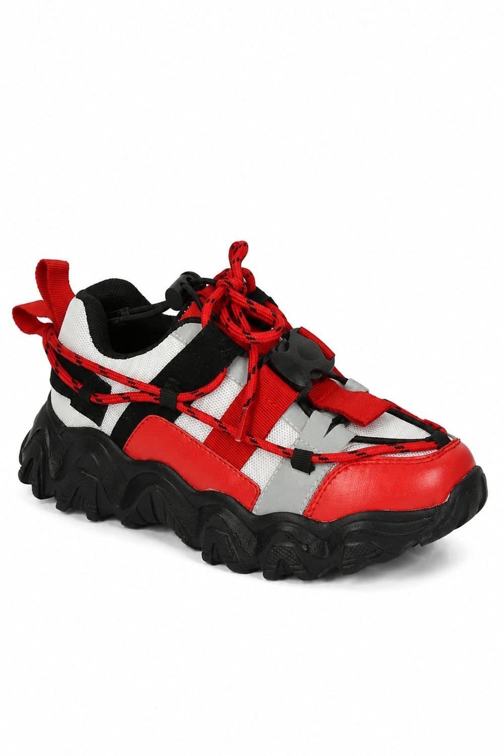 Spot On Spot On Men's Chunky Lace Up Sports Trainers in Scarlet