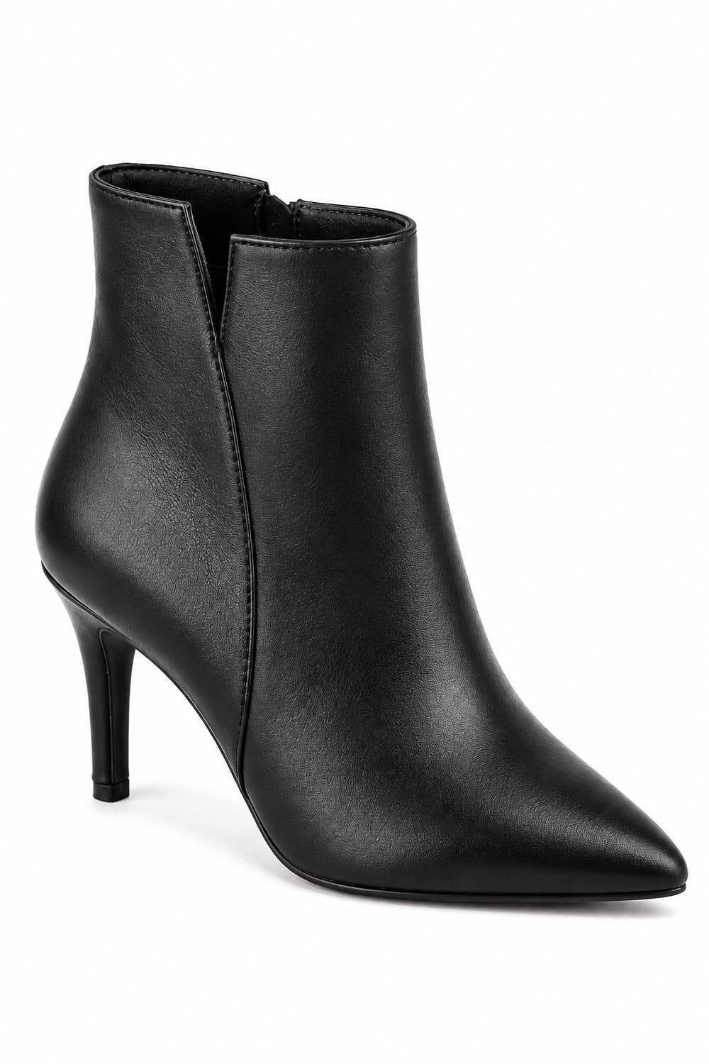 Spot On Spot On Women's Pointed Toe Stiletto Ankle Boots in Jet Black - 1