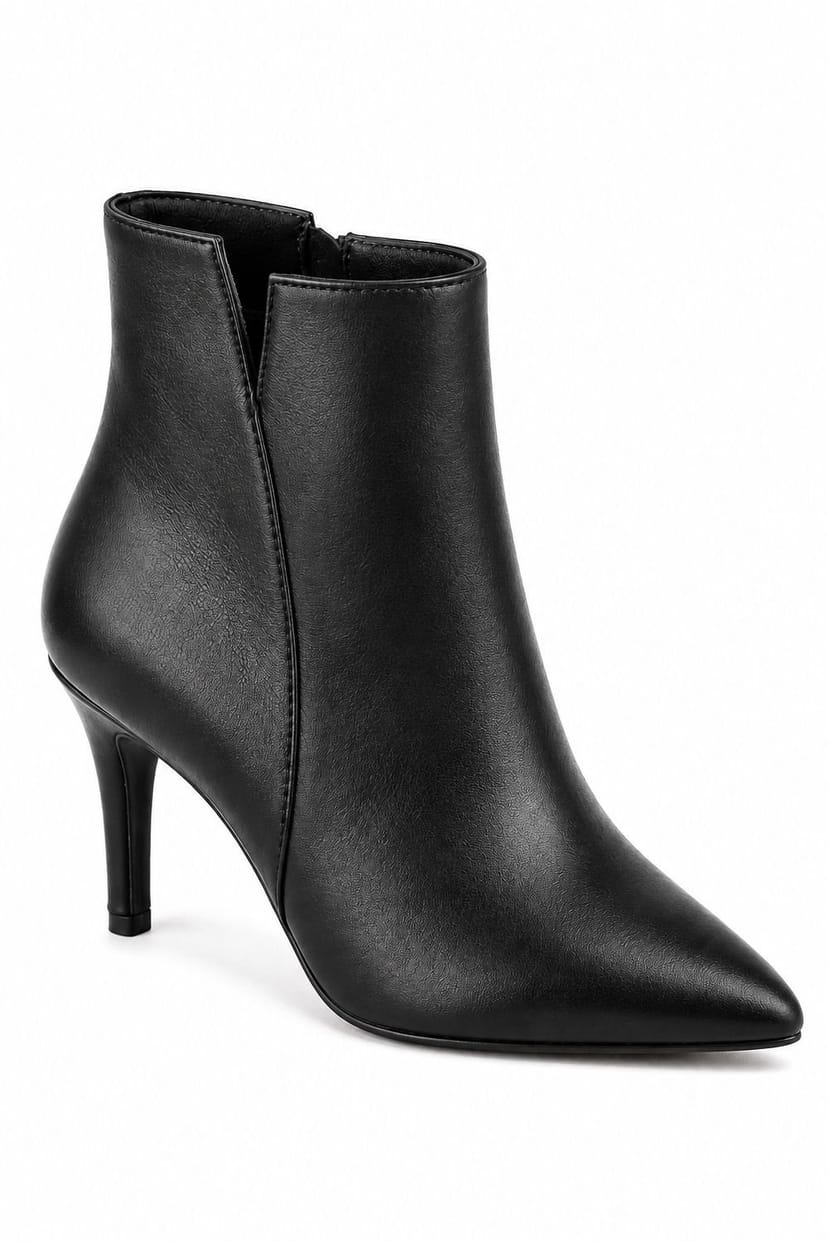Spot On Spot On Women's Pointed Toe Stiletto Ankle Boots in Jet Black - 1