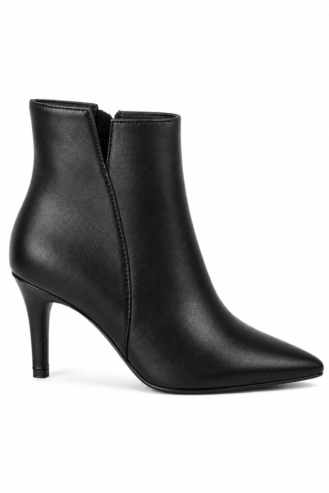 Spot On Spot On Women's Pointed Toe Stiletto Ankle Boots in Jet Black - 2
