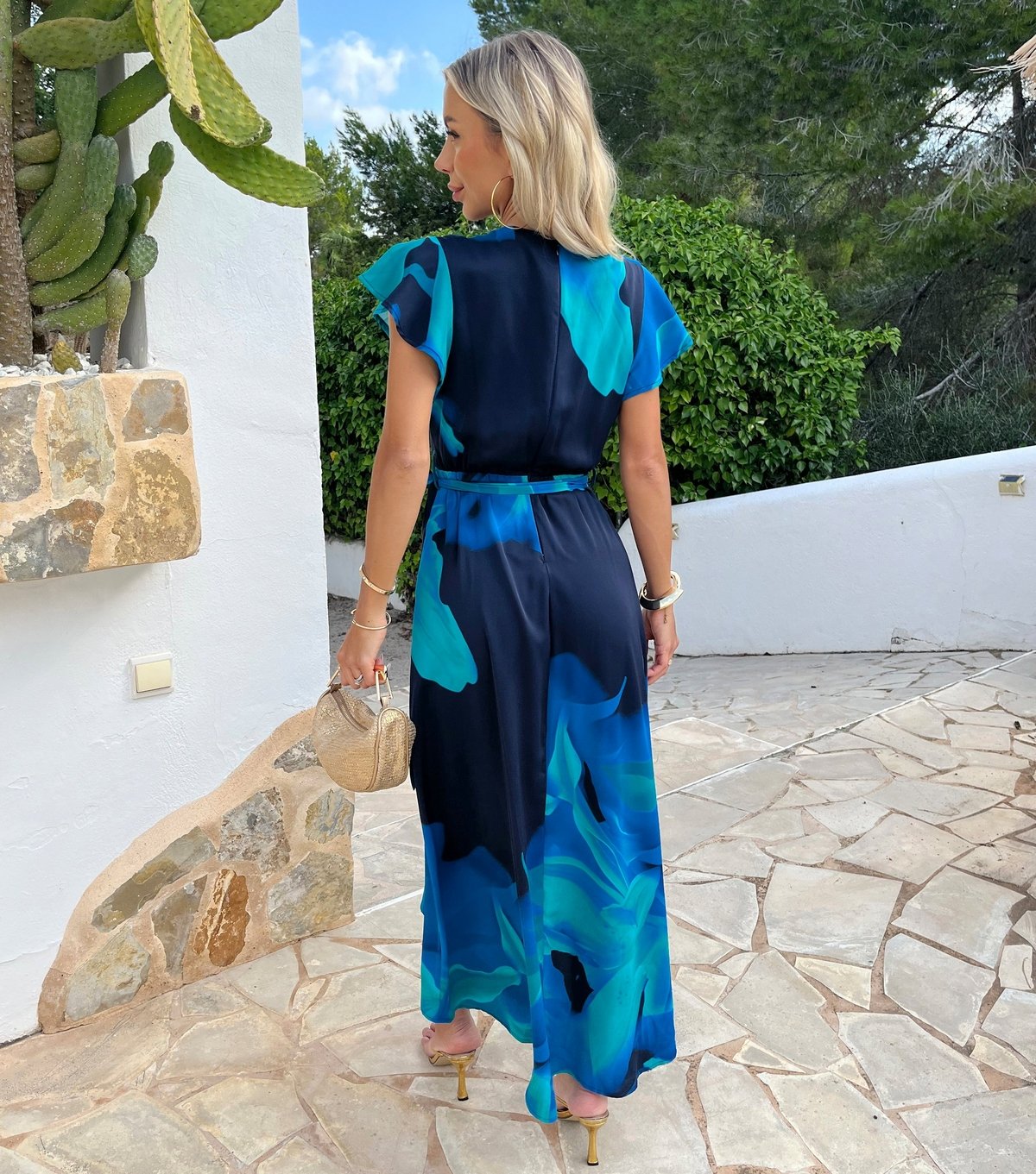 AX Paris Women's Blue Flutter Sleeve Belted Wrap Midi Dress AX Paris New Look - 3