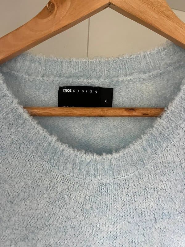 ASOS ASOS Design Baby Blue Textured Knit Jumper - Size Medium