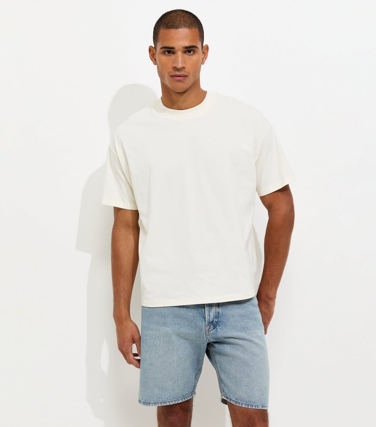 jack & jones Men's Light Blue Wash Cotton Regular Fit Denim Shorts Jack & Jones New Look