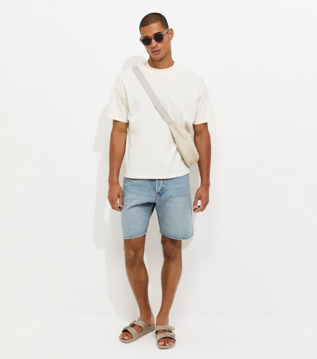 jack & jones Men's Light Blue Wash Cotton Regular Fit Denim Shorts Jack & Jones New Look - 2