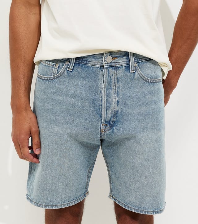 jack & jones Men's Light Blue Wash Cotton Regular Fit Denim Shorts Jack & Jones New Look - 3