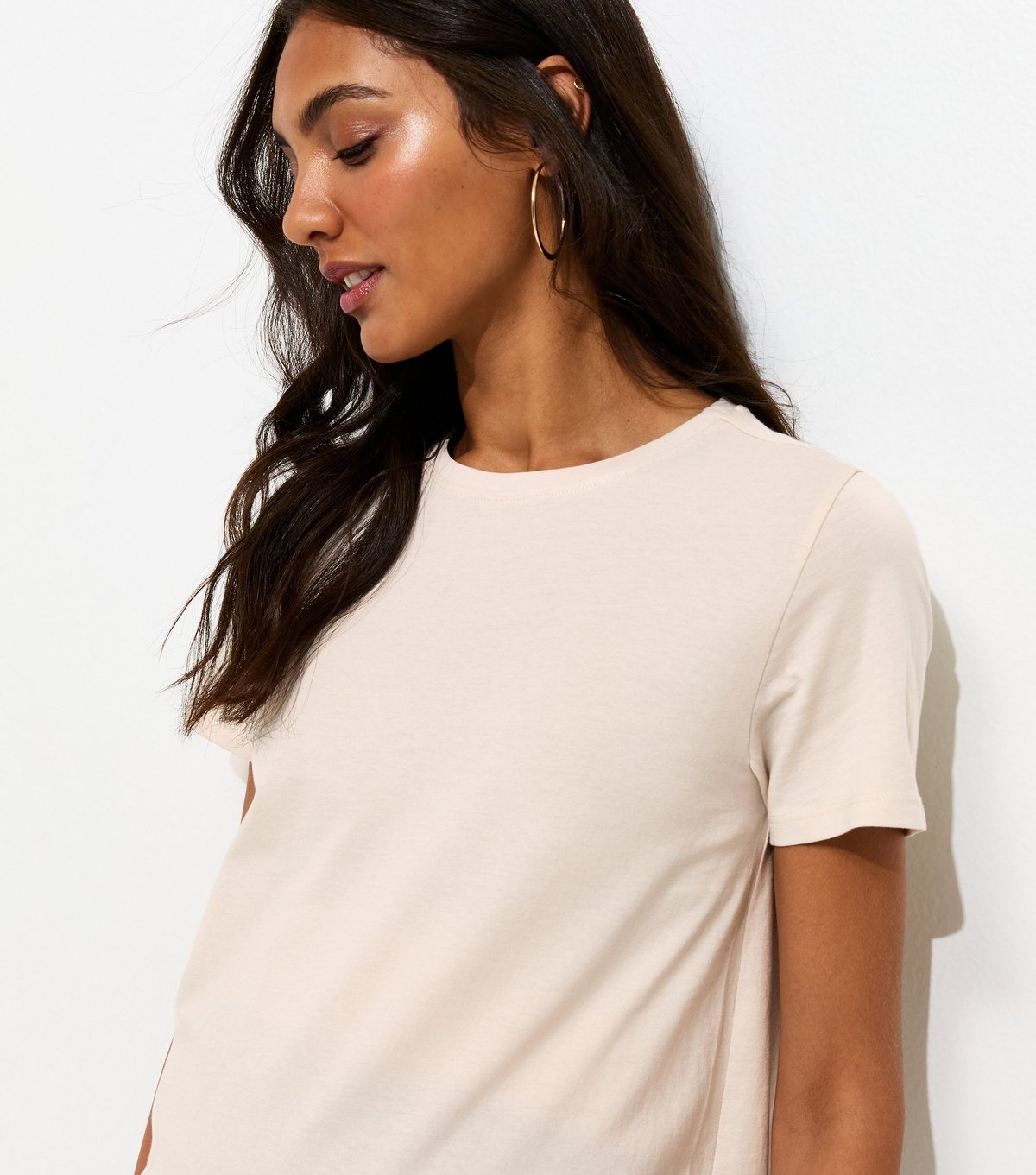 New Look Women's Maternity Stone Crew Neck T-Shirt New Look - 1