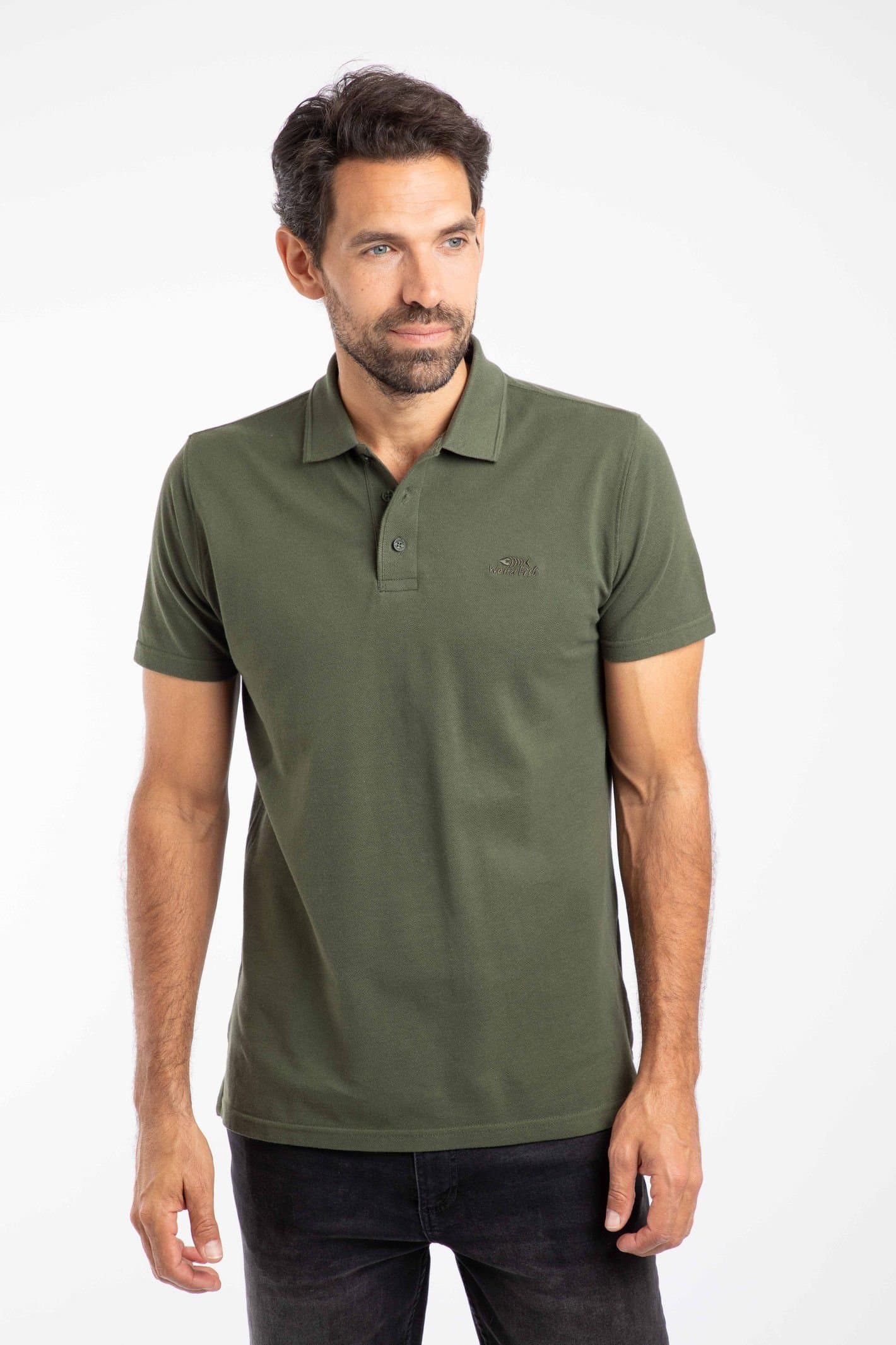 Weird Fish Weird Fish Men's Giles Pique Polo Shirt in Dark Green