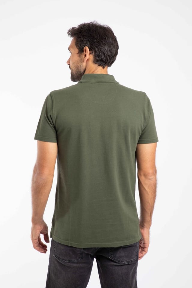 Weird Fish Weird Fish Men's Giles Pique Polo Shirt in Dark Green - 3