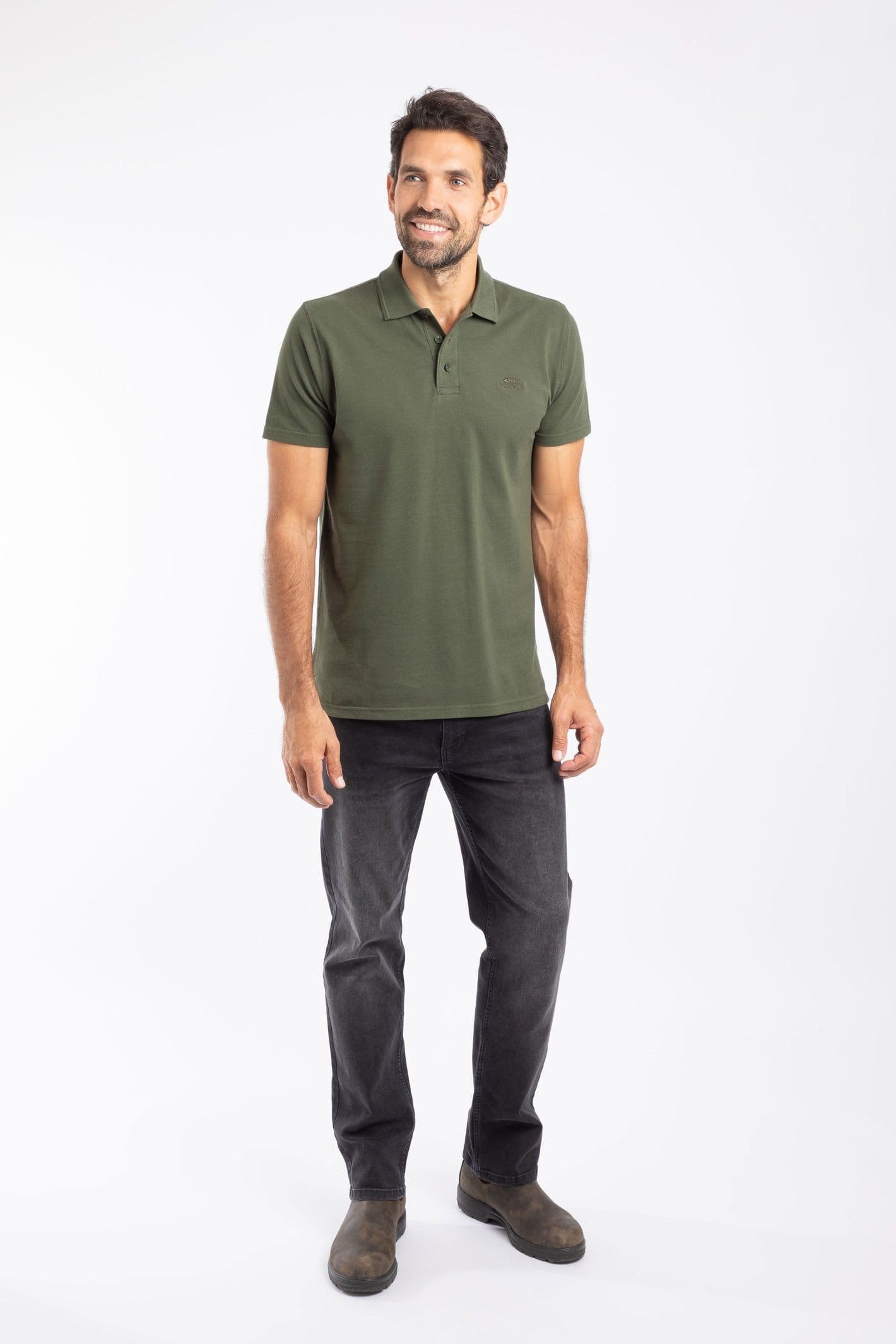 Weird Fish Weird Fish Men's Giles Pique Polo Shirt in Dark Green - 4