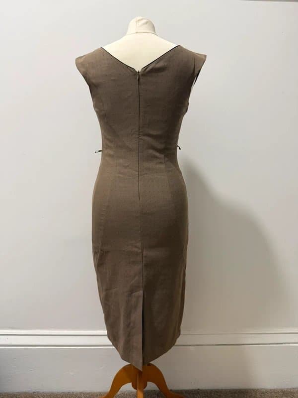 Next Next Brown Tailored Midi Dress | Fitted Pencil Dress | Minimal Chic | Size 6