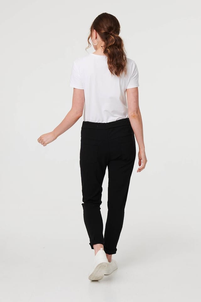 Izabel London Izabel London Women's Diamante Detail Slim Cropped Trousers in Black - 3