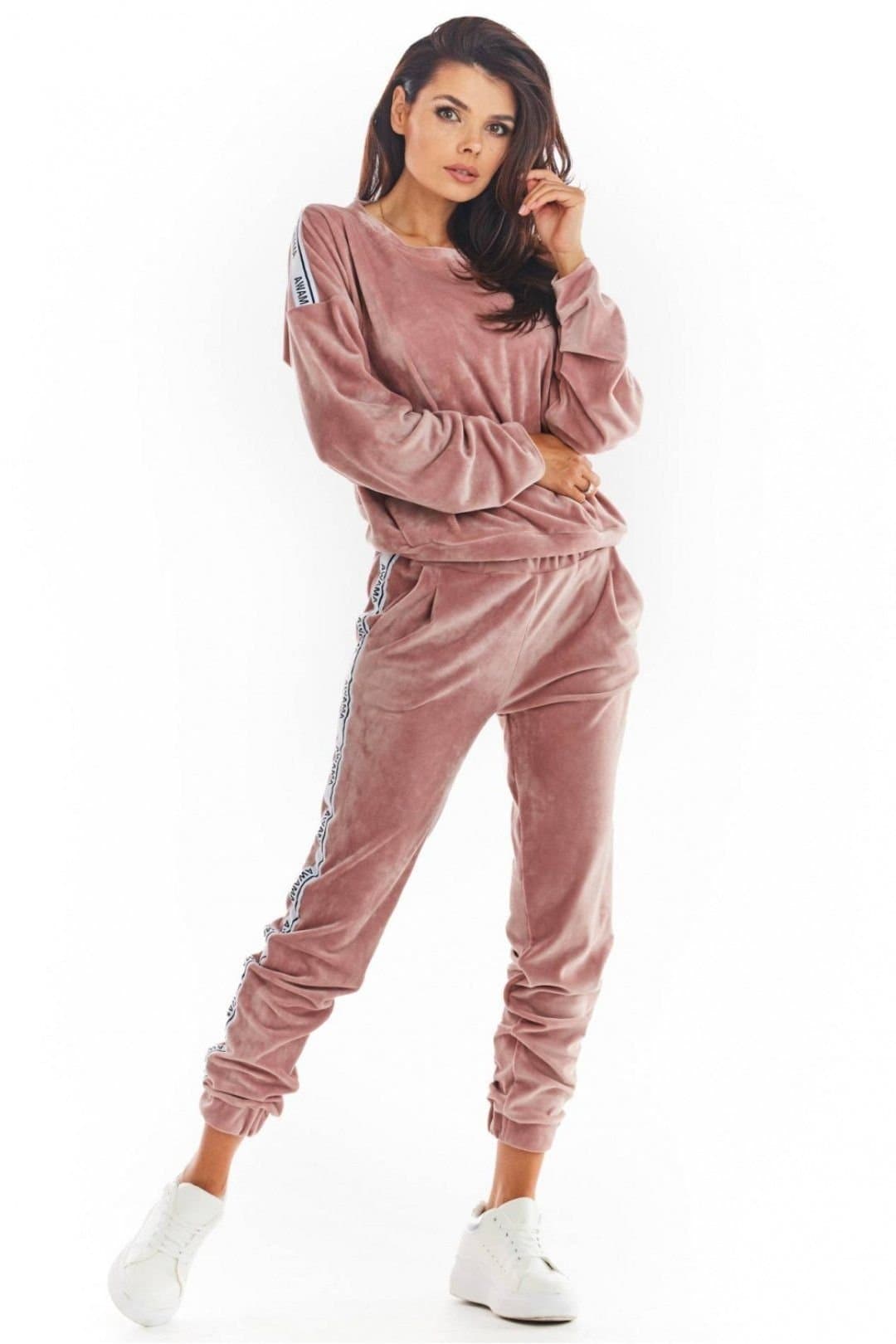Love Lace Love Lace Women's Awama Velour Tracksuit Trousers with Logo Tape in Pink