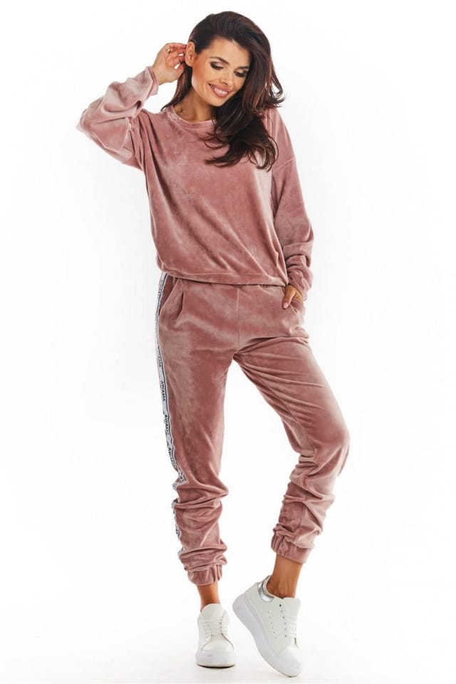 Love Lace Love Lace Women's Awama Velour Tracksuit Trousers with Logo Tape in Pink - 2