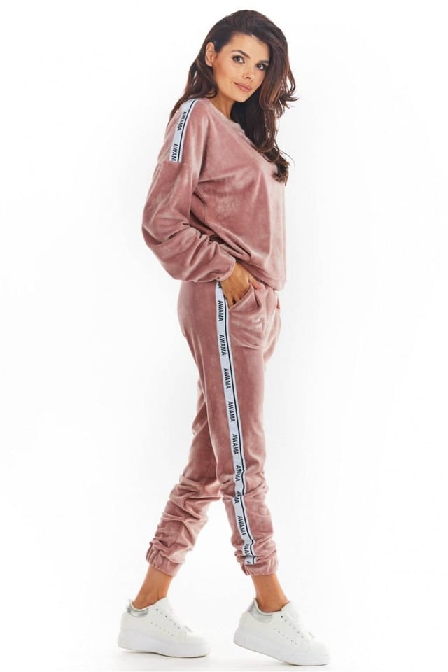 Love Lace Love Lace Women's Awama Velour Tracksuit Trousers with Logo Tape in Pink - 3