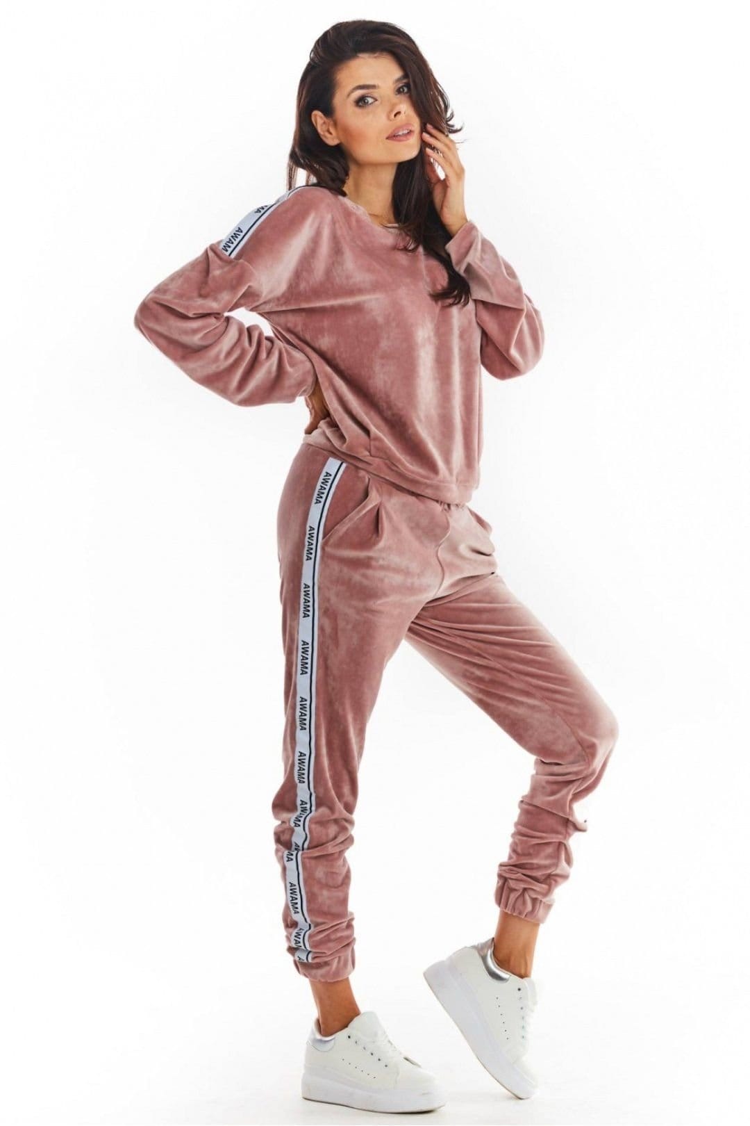 Love Lace Love Lace Women's Awama Velour Tracksuit Trousers with Logo Tape in Pink - 4