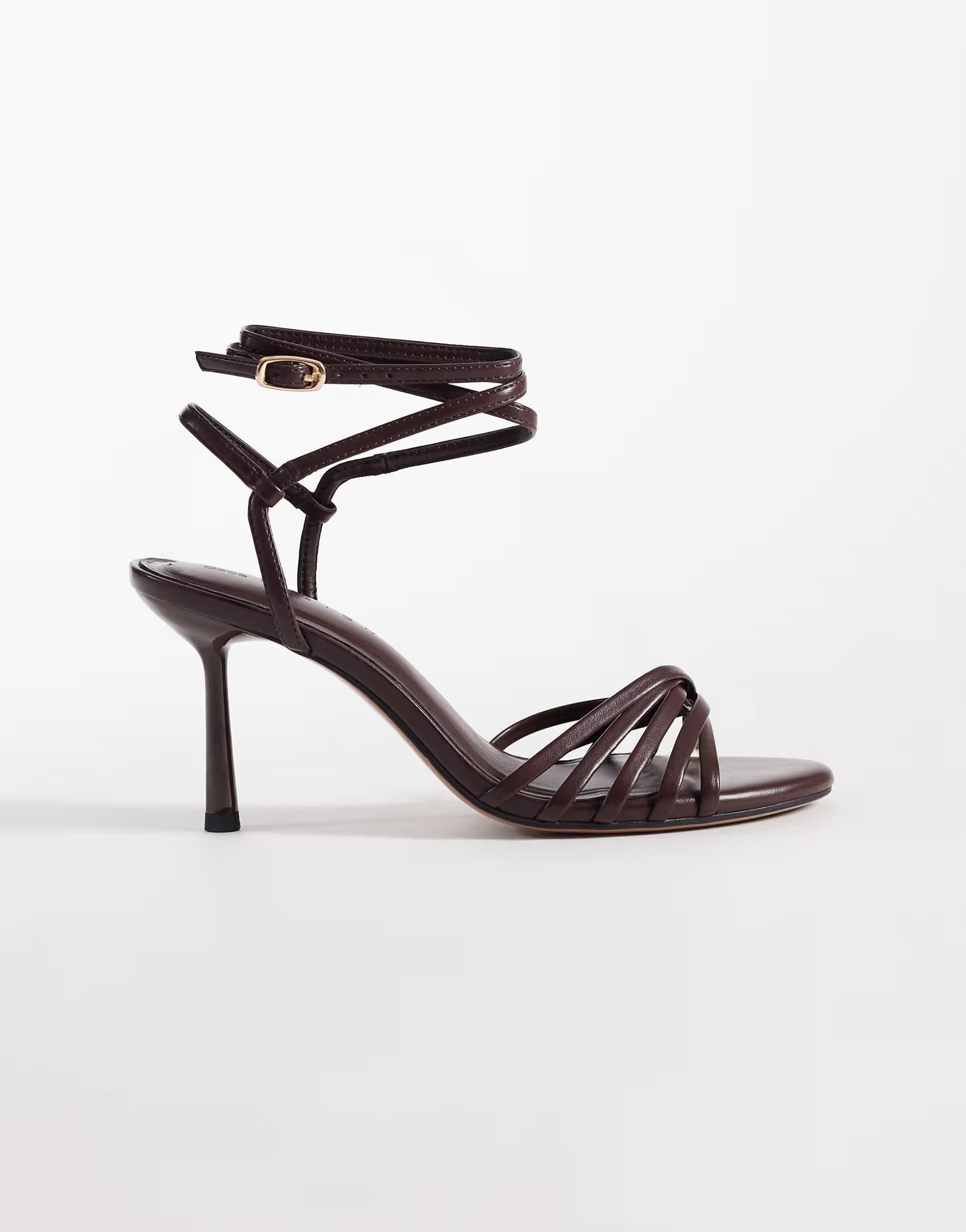 ASOS ASOS DESIGN Heroic minimal strappy heeled sandals in chocolate