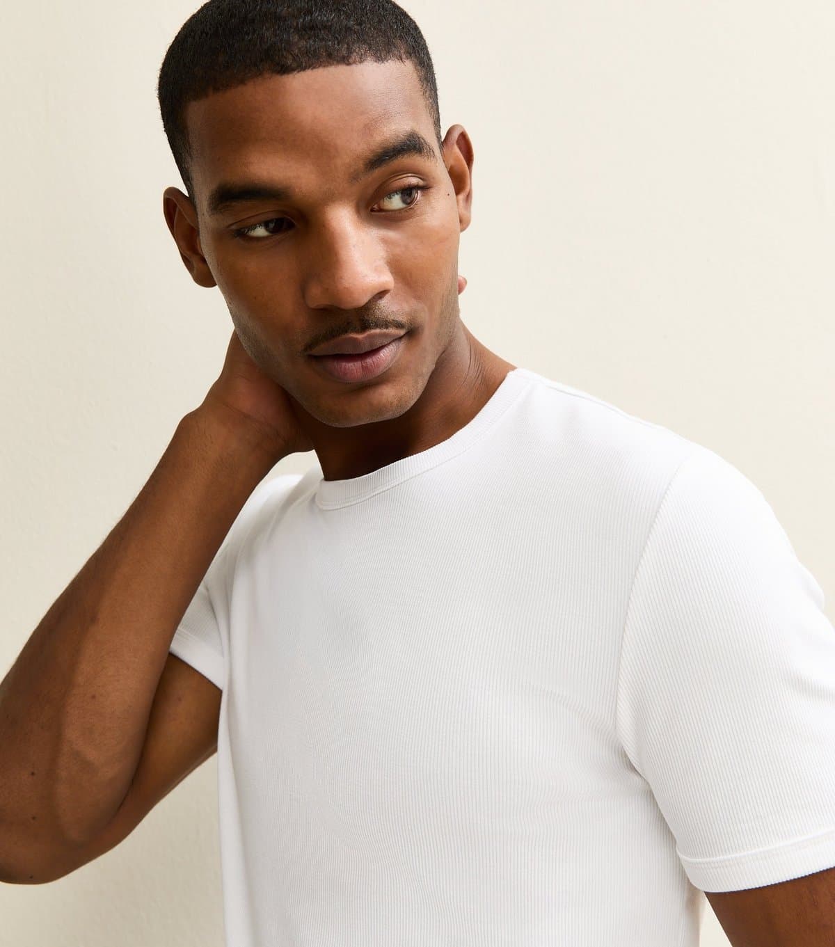 New Look New Look White Muscle Fit Ribbed Jersey T-Shirt