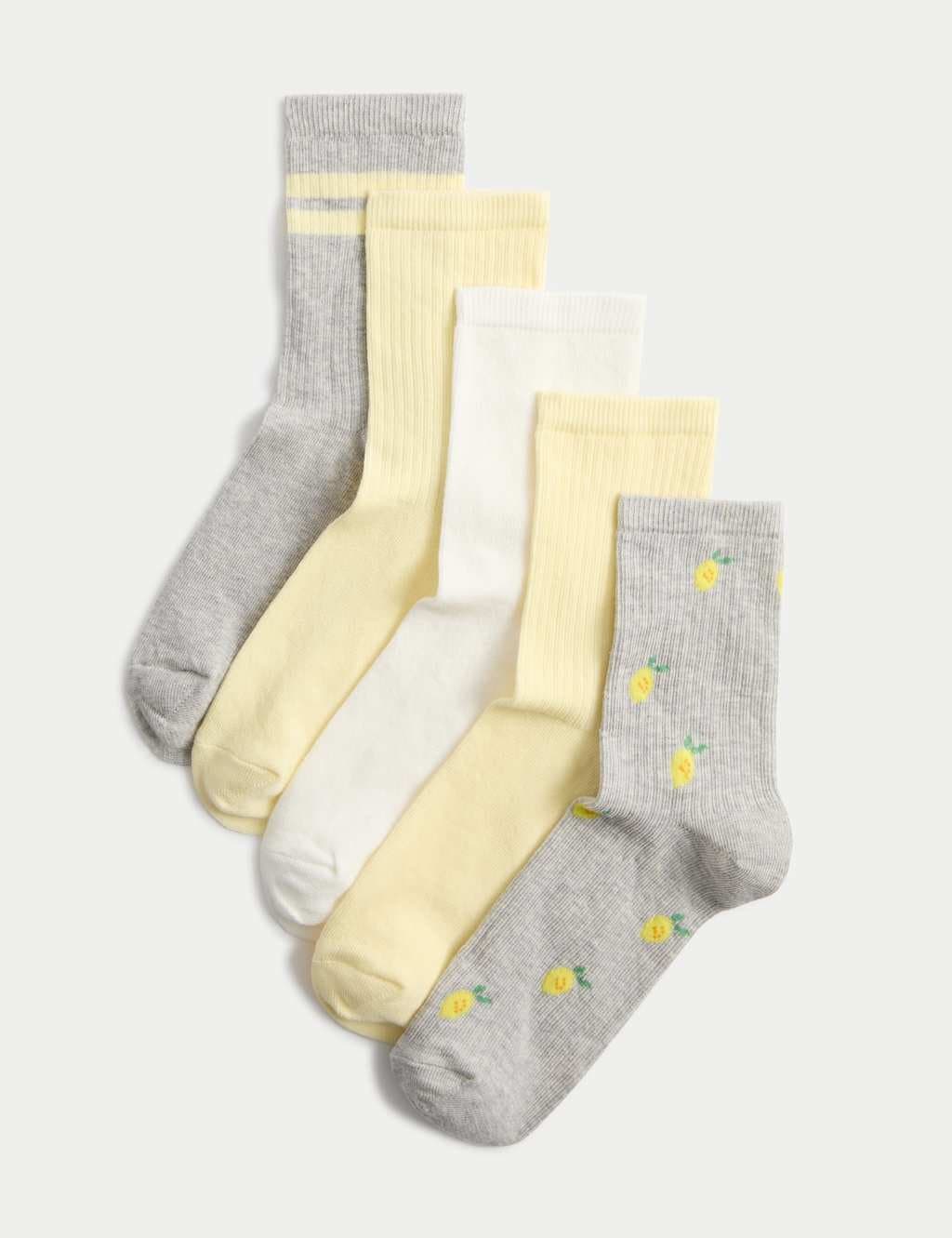 Marks & Spencer M&S 5 Pack Cotton Rich Crew Socks Grey Mix